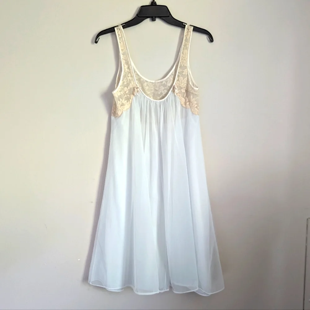 50s Vintage Vanity Fair 2 Piece Chemise Robe Lace Fairycore Peignoir Set 34 - Picture 6 of 16